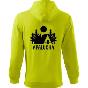 Pánská mikina Apalucha chalupa - Mikina s kapucí na zip trendy zipper - L ( Limetková )
