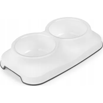 Miska pro psa Sada dvou plastových misek Happet bílá 0,8 l