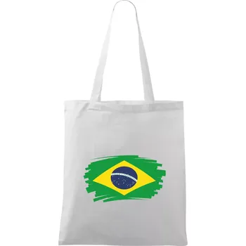 Nákupní taška Brazílie vlajka štětkou - Taška bavlněná - 42 x 38 cm ( Bílá )