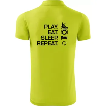 Pánská košile Play Eat Sleep Repeat hokej - Polokošile Victory sportovní (dresovina) - XL ( Limetková )