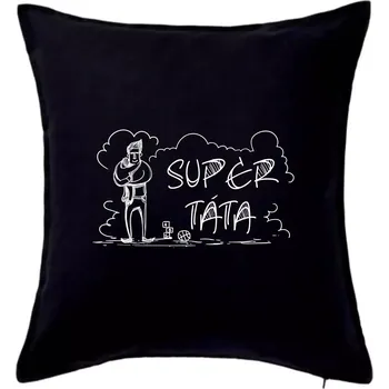 Polštář Kreslený nápis super táta - Polštář 50x50 - 50x50 - Pouze potah ( Černá )