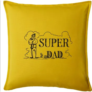 Polštář Kreslený nápis super dad - Polštář 50x50 - 50x50 - Pouze potah ( Žlutá )