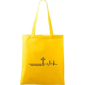 Jesus Saved My Life kříž ekg - Taška bavlněná - 42 x 38 cm ( Žlutá )