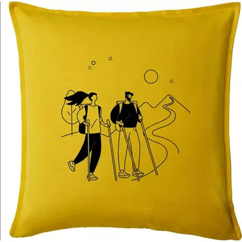Polštář Kreslený pár na výletě - Polštář 50x50 - 50x50 - Pouze potah ( Žlutá )