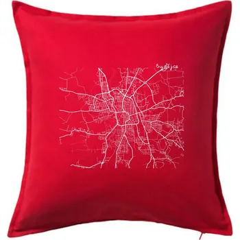 Polštář Mapy měst černobílé Budějce - Polštář 50x50 - 50x50 - Pouze potah ( Červená )