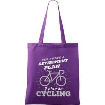 Šedé kolo - Yes, I have a retirement plan, I plan on cycling - Taška bavlněná - 42 x 38 cm ( Fialová )