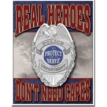 Obraz Kovový plakát policie USA. Skuteční hrdinové