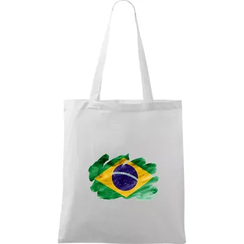 Brazílie vlajka vodové barvy - Taška bavlněná - 42 x 38 cm ( Bílá )