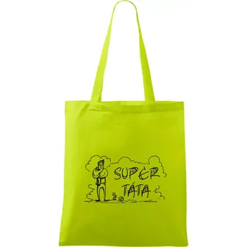Kreslený nápis super táta - Taška bavlněná - 42 x 38 cm ( Limetková )