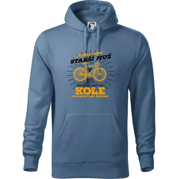 Pánská mikina Starší muž - cyklista silniční kolo - Mikina pánská Cape s kapucí - 5XL ( Denim )