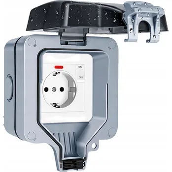 Elektrická zásuvka Venkovní zásuvka s kontrolkou spínače, vodotěsná zásuvka IP66