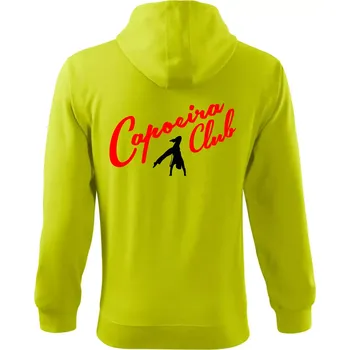 Pánská mikina Capoeira club s tanečníkem - Mikina s kapucí na zip trendy zipper - XL ( Limetková )