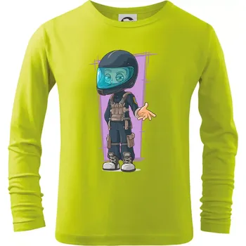 Dětská móda Vesmírný voják fialový - Triko dětské Long Sleeve - 122 cm/6 let ( Limetková )