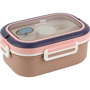 Svačinový box Obědový box s přihrádkami, svačinový box s příborem a držadlem 1100 ml KITE