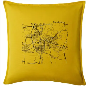 Polštář Mapy měst černobílé Pardubice - Polštář 50x50 - 50x50 - Pouze potah ( Žlutá )