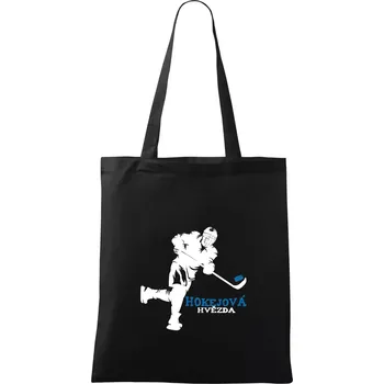 Nákupní taška Hokejová hvězda - Taška bavlněná - 42 x 38 cm ( Černá )