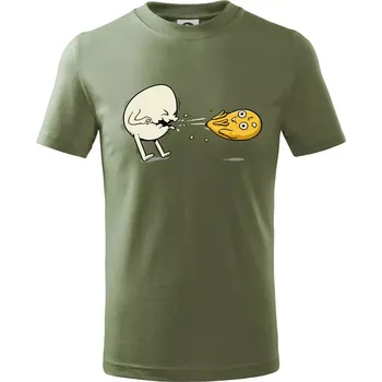 Vajíčko kejch - Tričko dětské bavlněné - 122 cm/6 let ( Khaki )