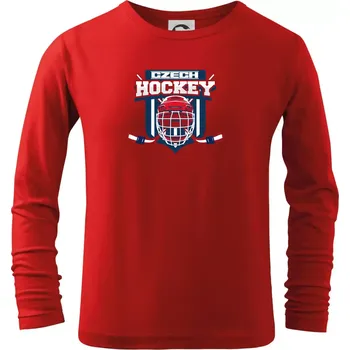 Chlapecké tričko Czech Hockey erb - Mistrovství světa v ledním hokeji 2024 - Triko dětské Long Sleeve - 158 cm/12 let ( Červená )