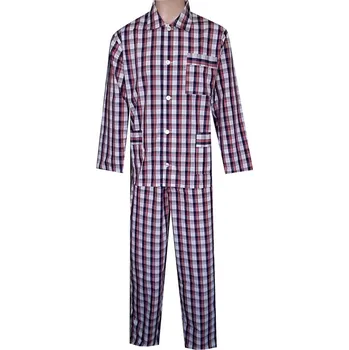 Pánské pyžamo Pánské Pyžamo Popelín FOLTÝN PI27 bílohnědá kostka Velikost: XL, Materiál: Košilovina-popelín