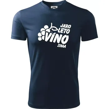 Pánské tričko Jaro, léto, víno, zima - Pánské triko Fantasy sportovní (dresovina) - L ( Námořní modrá (velmi tmavá - téměř černá) )