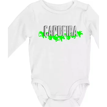 Capoeira nápis - zelený - Body kojenecké s dlouhým rukávem - Dlouhý r. do 3 měs ( Bílá )