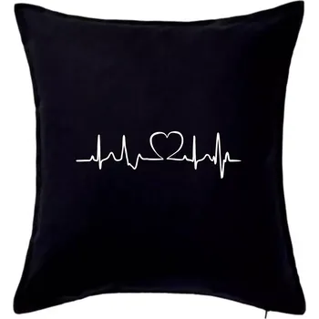 Polštář Srdce EKG - Polštář 50x50 - 50x50 - Pouze potah ( Černá )