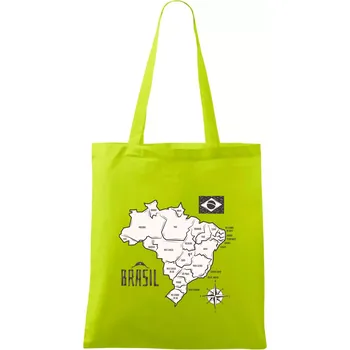 Brazílie mapa s názvy regionů - Taška bavlněná - 42 x 38 cm ( Limetková )