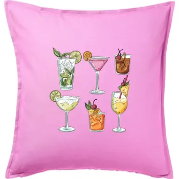 Polštář Koktejly - Polštář 50x50 - 50x50 - Pouze potah ( Růžová )