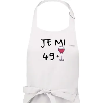 Kuchyňská zástěra Je mi 49 (50) víno - Dámská zástěra na vaření - Univerzální velikost ( Bílá )