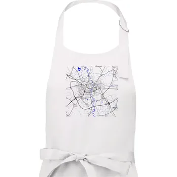Kuchyňská zástěra Olomouc - Mapa s vodními toky - Pánská zástěra na vaření - Univerzální velikost ( Bílá )