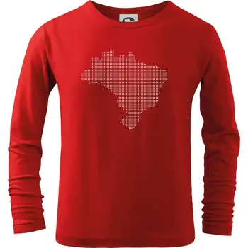 Chlapecké tričko Mapa Brazílie body - Triko dětské Long Sleeve - 122 cm/6 let ( Červená )