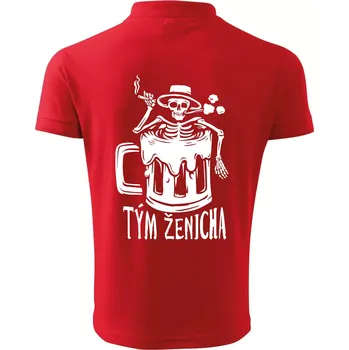 Pánská košile Tým ženicha kostra - Polokošile pánská Pique Polo 203 - M ( Červená )