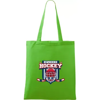 Nákupní taška Czech Hockey erb - Mistrovství světa v ledním hokeji 2026 - Taška bavlněná - 42 x 38 cm ( Apple Green )