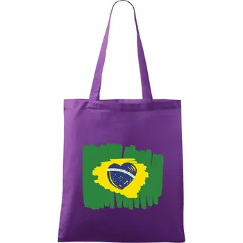 Brazílie vlajka srdce - Taška bavlněná - 42 x 38 cm ( Fialová )