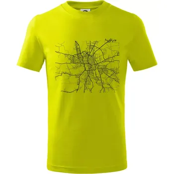 Chlapecké tričko Mapy měst černobílé Budějce - Tričko dětské bavlněné - 98 cm / 2 roky ( Limetková )