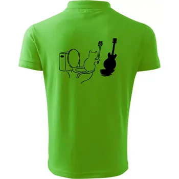 Pánská košile Kočka a kytara WC - Polokošile pánská Pique Polo 203 - 4XL ( Apple Green )