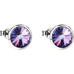 Náušnice z chirurgické oceli Uniques s českým křišťálem Preciosa - fialové 7095 43