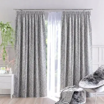 Obraz Moderní závěs šedá Derta s potiskem, šíře 150 cm - metráž