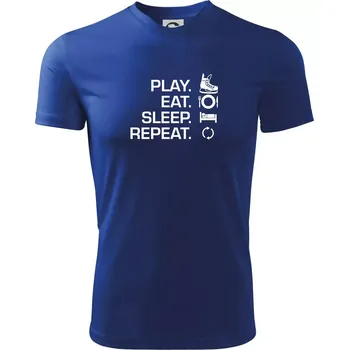 Pánské oblečení Play Eat Sleep Repeat hokej - Pánské triko Fantasy sportovní (dresovina) - 3XL ( Královská modrá )