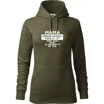 Dámská mikina Máma - úřední hodiny - Mikina dámská Cape s kapucí - XS ( Military )