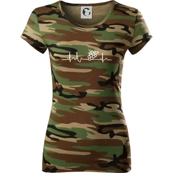 Dámské tričko EKG hrozny - Dámské maskáčové triko - M ( Hnědý maskáč )