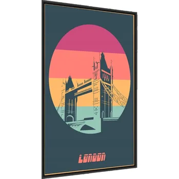 Obraz TOWER BRIDGE zarámovaný Plakát s vintage designem, 30x40