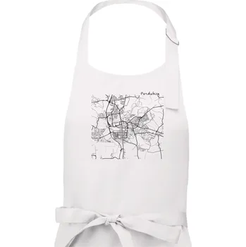 Kuchyňská zástěra Mapy měst černobílé Pardubice - Pánská zástěra na vaření - Univerzální velikost ( Bílá )