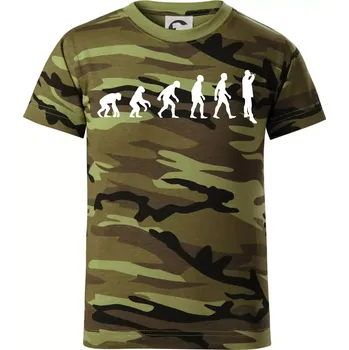 Evoluce vína muž - Dětské maskáčové triko - 134 cm/8 let ( Zelený maskáč )