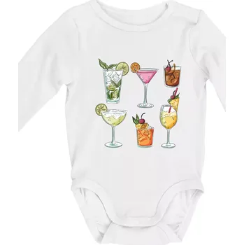 Koktejly - Body kojenecké s dlouhým rukávem - Dlouhý r. do 3 měs ( Bílá )