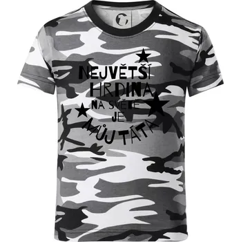 Chlapecké oblečení Nejvetší hrdina na Světě je můj táta - Dětské maskáčové triko - 146 cm/10 let ( Šedý maskáč )