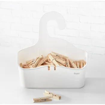 Věšák Police organizér koš do koupelny pod sprchu věšák bílý RAYEN