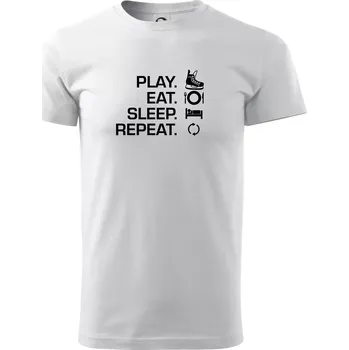 Pánské tričko Play Eat Sleep Repeat hokej - Triko extra velké (5-8XL) - 7XL ( Bílá )