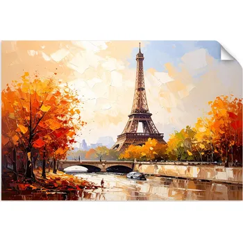 Obraz Eiffelova věž Paříž Krajina SAMOLEPKA NA STĚNU do OBÝVÁKU KANCELÁŘE 60x40