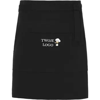 Kuchyňská zástěra ZAPASKA KUCHAŘSKÁ ČÍŠNICKÁ ČERNÁ ZAPASKA GASTRONOMICKÁ KRÁTKÁ ZÁSTĚRA